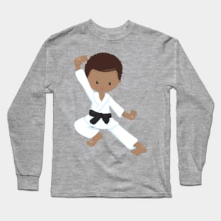 African American Boy, Karate Boy, Kata, Black Belt Long Sleeve T-Shirt